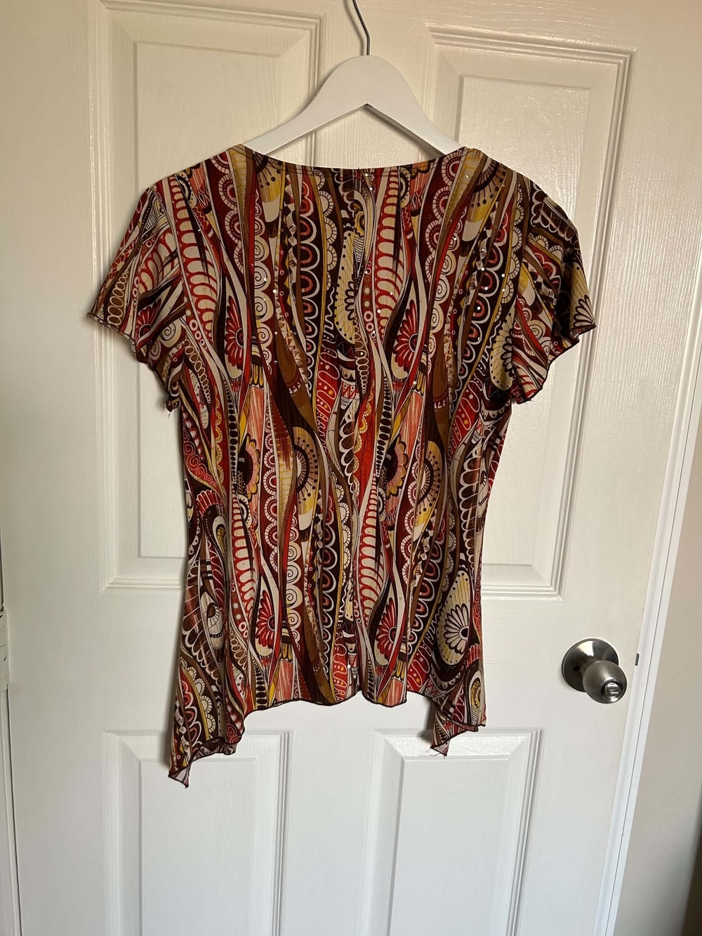 Shannon Ford New York Medium Boho Paisley Handkerchief Hem Tunic Top - Picture 2 of 5